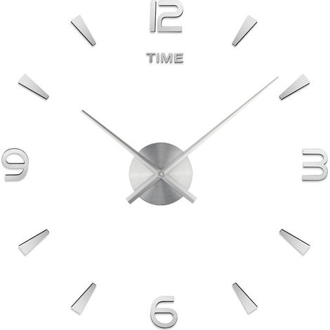 Horloge Murale Moderne silencieuse à Monter soi-même (Argent,70-90cm), Autocollant 3D, pour décoration de Maison, Restaurant, Bureau et hôtel