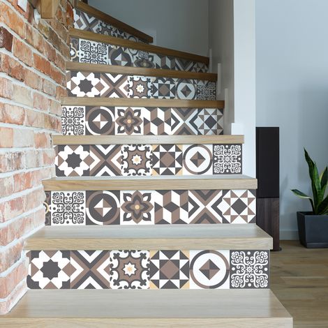 Stickers adhésifs escalier carrelages contremarche - MARIONO - 2 bandes de 15x105cm (1/5)
