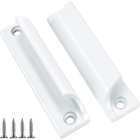 2 Piece Exterior Door Handle - Sliding Door Handle, Invisible Interior Furniture Handle, 90mm Hole Spacing (White) (1/5)