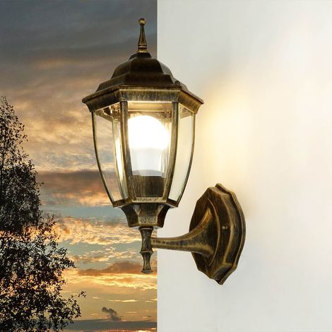 parete lampada esterna luce metallo vetro piacevole antikgold L: 20.5 cm B 16,5 cm H: 36cm IP43 (1/5)