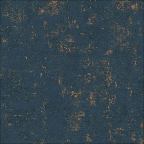 Plaster look wallpaper wall Profhome 395139 non-woven wallpaper textured with tangible texture and metallic highlights blue gold 5.33 m2 (1/5)