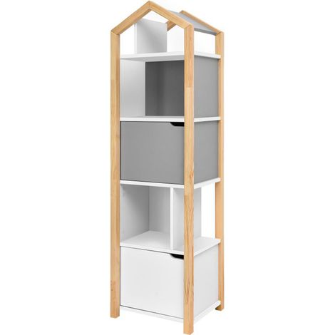 Bibliothèque maison Bellamy Joey Gris et blanc