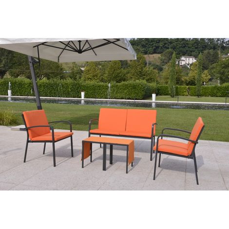 Dorio D Grigio antracite - Arancione sedia seduta giardino metallo acciaio interno esterno bar ristorante hotel mare made in Italy panchina (1/2)