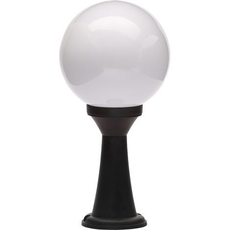 Litecraft Lancaster Post Light Outdoor Fitting With White Globe Shade - Black (1/5)