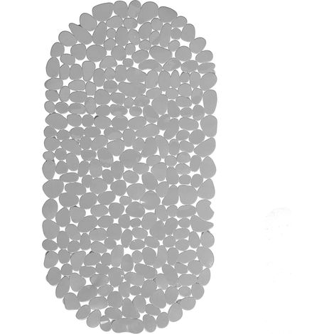 Tapis de bain antidérapant, imitation pierre, lavable, blanc (1/5)