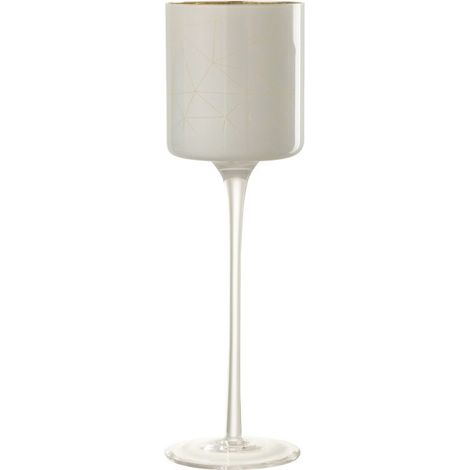 Photophore sur Pied "Milano" 30cm Blanc & Or (1/3)