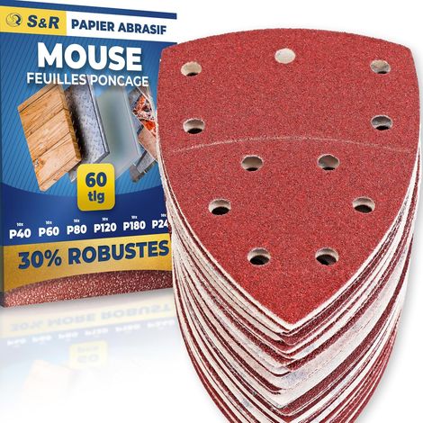 CSPARKV 60 Sanding Sheets Mouse Delta Sander Paper Triangles Sanding 105 x 152 mm Grain P40/60/80/120/180/240 (1/5)
