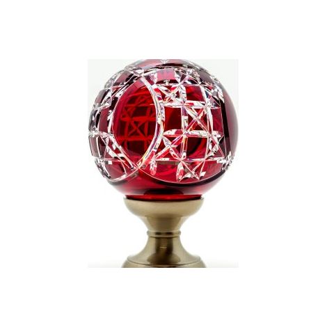 Boule de rampe cristal rouge Mousson pied gris nickel