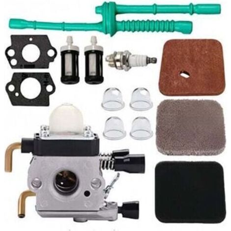 Carburador C1Q-S97 con kit de manguera de combustible y filtro de aire para desbrozadoras/cortadoras de césped STIHL FS38 FS45 FS46 FS55 KM55 HL45 FS45L FS45C FS46C FS55C FS55R FS55RC (1/4)