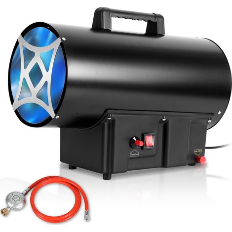 Jiubiaz Mobiler Gasheizer 15 kW Gasheizgebläse 700 mbar, leistungsstarker Bauheizer Heizlüfter für Werkstatt Halle Garage und Baustelle (1/5)