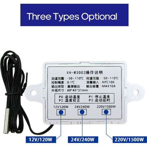 Eosnow XH-W3002 Intelligenter LED-Digital-Mikrocomputer-Temperaturregler Mini-Thermostatschalter mit wasserfester Sensorsonde