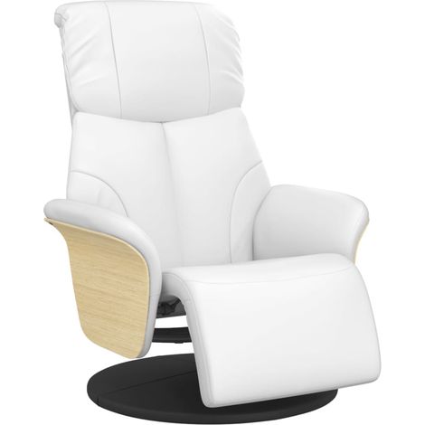 Fauteuil de Salon,Chaise,Fauteuil inclinable avec repose-pieds blanc similicuir CFW246577 (1/5)