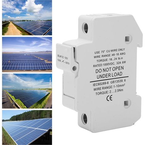 1000 V DC 32 A 6 W Solar-Photovoltaik-Sicherung, 10 x 38 Sicherungssockel für Anschlussdose (1/5)