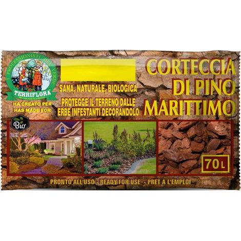 Corteccia di pino marittimo 70 litri Protegge il terreno dalle erbe infestanti