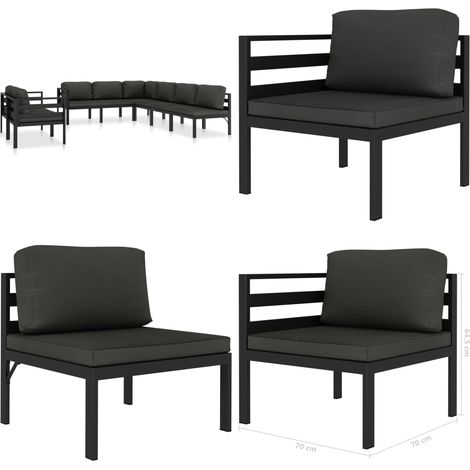8-tlg. Garten-Lounge-Set mit Kissen Aluminium Anthrazit - Alu Loungesessel - Gartenloungeset - Outdoor Möbel - Sofa Set - Balkonmöbel - Home & Living (1/5)
