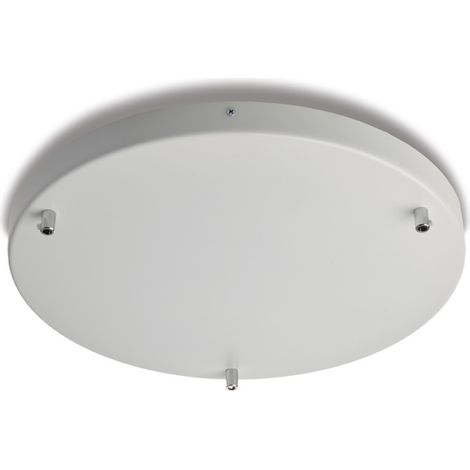 Rosone Multicavo in Ferro Verniciato Bianco - Diametro 40 cm con 3 Fori - Accessorio per Installazione Illuminazione a Sospensione - Bonetti