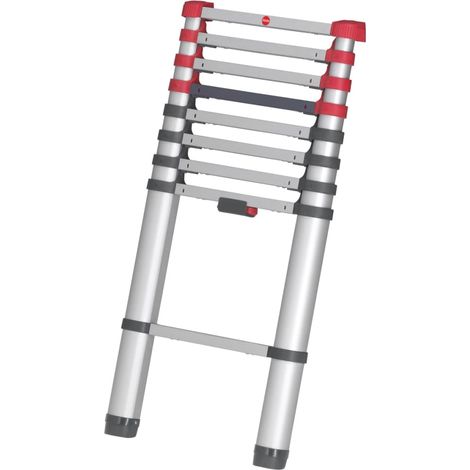 Hailo 7113-091 Escalera telescópica Aluminio, Negro, Rojo