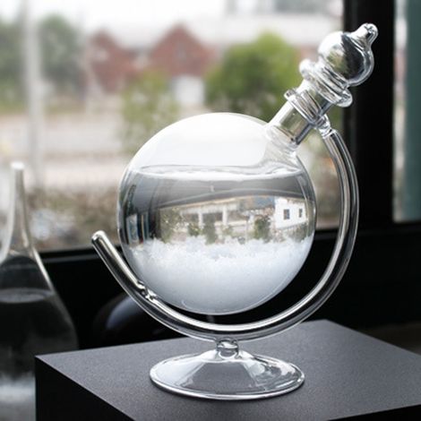 Globusförmige Wasserflasche mit Wettervorhersage aus Kristallglas, Windsturm-Glas, Heimdekoration, Geschenk (1/5)