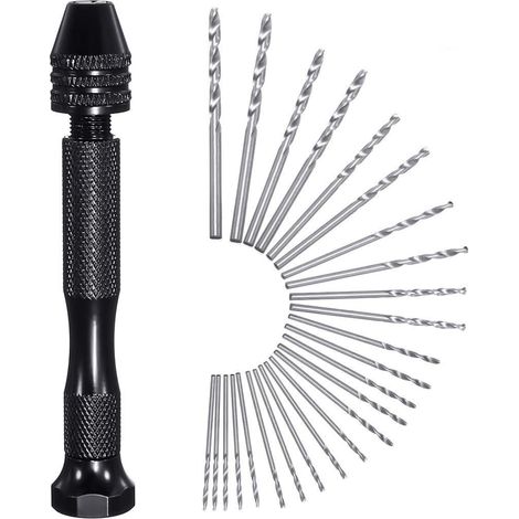26-teiliges Mini-Präzisions-Handbohrmaschinen-Set aus Aluminium mit schlüssellosem Einschub