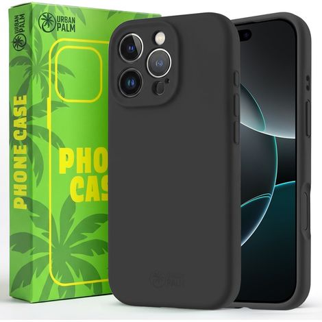 Funda de silicona UrbanPalm para iPhone 16 Pro con MagSafe, color negro intenso. (1/5)