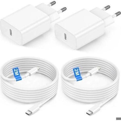 Adaptateur Secteur - Câble USB-C - 20 W - Charge Rapide PD - Compatible Appareils USB-C - 4 Pièces - Câble 2 M (1/5)