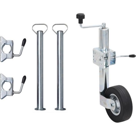 vidaXL Cric à roue pour remorque 60 mm 2 tubes de soutien 3 pinces