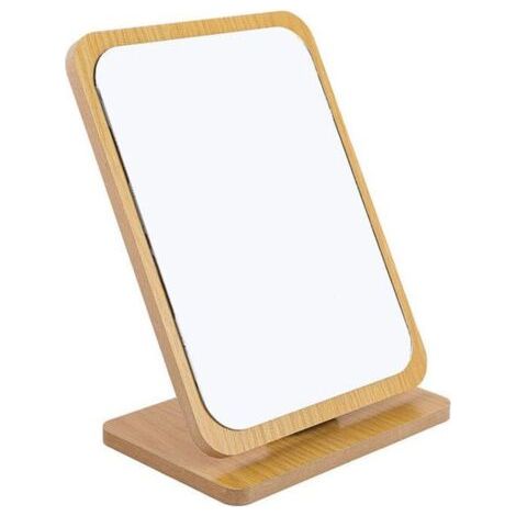 Miroir de maquillage de table pliable en bois - Petit miroir vertical carré - Miroir de maquillage portable