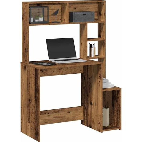 Schreibtisch mit Regal Altholz-Optik 100x45x140cm Holzwerkstoff