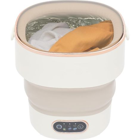 Faltbare Waschmaschine mit Abtropfkorb 13L, Tragbare Mini-Waschmaschine für Reisen & Wohnheim, Mobile Reisewaschmaschine mit Ozon-Funktion, 3 Waschprogramme für Unterwäsche weiß
