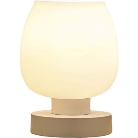 Lampe de Chevet Tactile - Lampe de Table Intensité Variable 3 Voies pour Chambre à Coucher, Salon, Abat-Jour en Verre Opale, Ampoule LED Incluse, Blanc [Classe énergétique F] (1/5)
