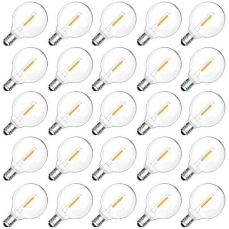 25 ampoules LED extérieures E12 G40 1W, blanc chaud 2200K, ampoules à filament LED G40 transparentes, étanches IP54, ampoules de remplacement E12, 220V non dimmables, pour jardin, terrasse, balcon, fê (1/5)