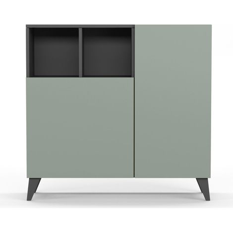 Meuble à chaussures modèle OSLO, graphite avec portes vert. (1/3)
