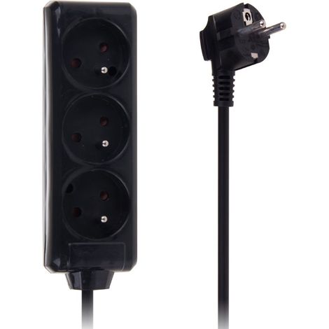 Rallonge électrique 3 prises 5 m +0 noire (1/2)
