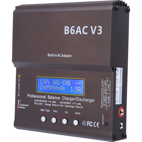 Intelligentes Balance-Ladegerät 80W für Ni'Mh Ni'Cd Akkupack Modell B6ACV3 AC100-240V (EU-Stecker) (1/5)