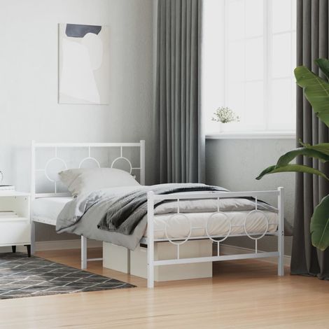 Estructura cama sin colchón con estribo metal blanco 100x190 cm vidaXL (1/5)