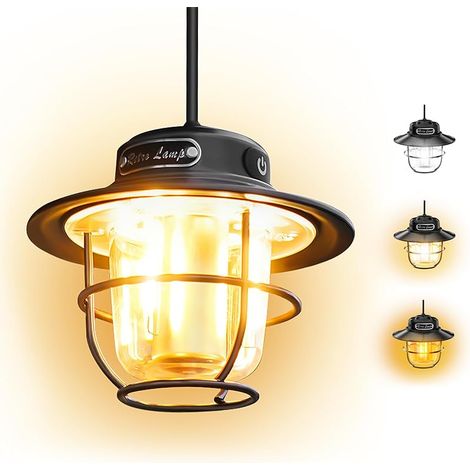 Lampe de camping portable, Lampe de poche LED, 4 modes d'éclairage (1300-6500 K), intensité variable en continu, IP65, étanche, rechargeable par USB, lampe de tente pour camping, pêche (1/5)
