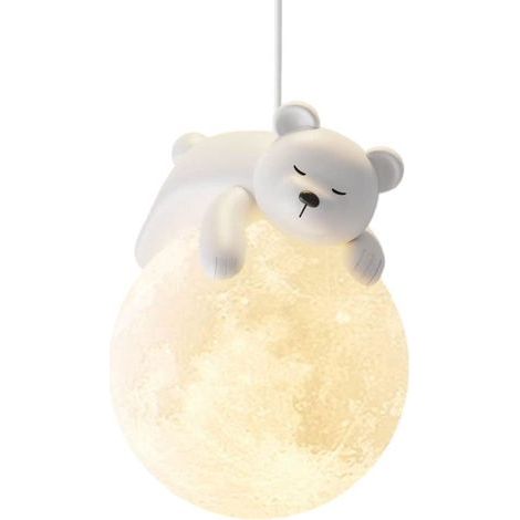 Mondkugel-Pendelleuchte – 3D-Kinderzimmerleuchte – Sanftes Licht für Mädchen- und Jungenbetten – 1 Stück (1/5)