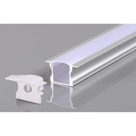 Profilé Encastrable Aluminium 2m pour Ruban LED Couvercle Blanc Opaque - SILAMP (1/3)