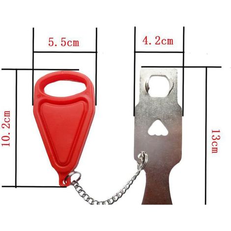 Bloque-porte de sécurité portable sans perçage, pièce métallique, verrouillage pour maison et voyage, rouge, petit trou