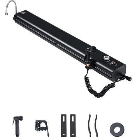 Réservoir d'Eau Galerie de Toit Douche Camping Sous Pression 26,5 L Aluminium avec Tuyau Télescopique pour 4x4 Van (1/5)