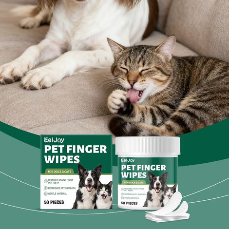 Lingettes nettoyantes pour les dents des animaux : nettoient entre les dents, éliminent les débris alimentaires, rafraîchissent l’haleine et sont faciles à utiliser – 50 lingettes (1/5)