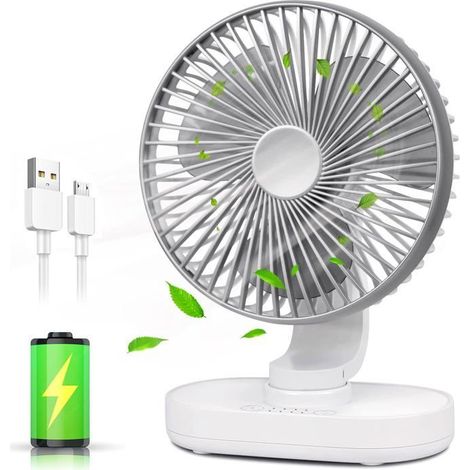Ventilateur de bureau portable - Gris - 4000 mAh - Rechargeable USB - 4 vitesses - Oscillation 120° (1/5)