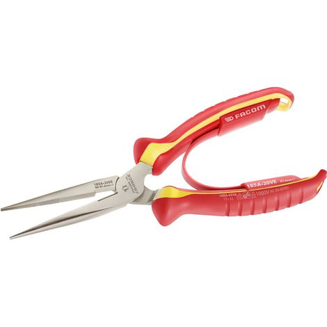 Facom – Pince demi-ronde isolée 1000V 200mm – Becs fins striés pour coupe-fil cuivre et acier – Ergonomique et antidérapante (1/2)