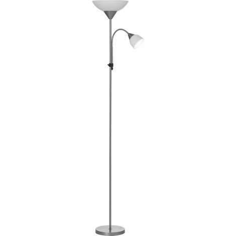 Stehlampe, Wohnzimmerlampe mit 2 Leuchtenköpfen, E27- und E14-Fassungen, Metallfuß, Maße: Ø28 x 179,5 cm (Höhe) (1/5)