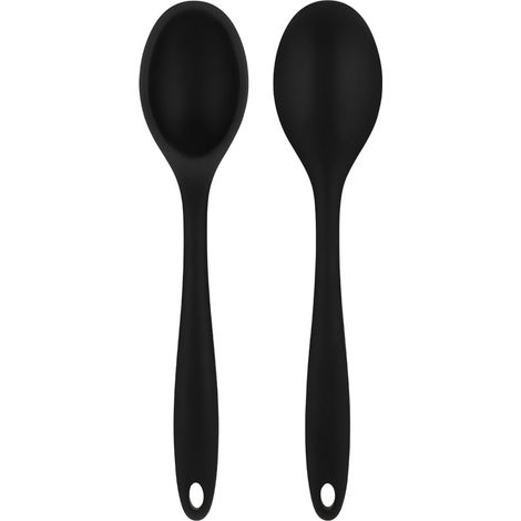 Cuillère à mélanger longue en silicone 2 pièces, cuillère de cuisson antiadhésive résistante à la chaleur, cuisine cuisson cuisson cuillère à remuer ustensiles de cuisine comestibles (1/5)