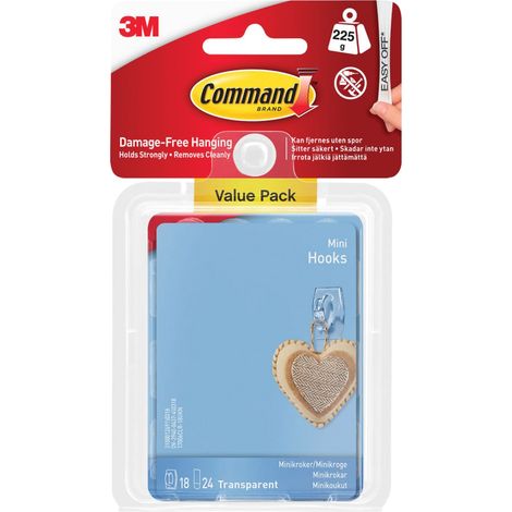 Premium Clear Mini Hooks Value Pack – 18 Pack for Versatile Wall Mounting and Organization