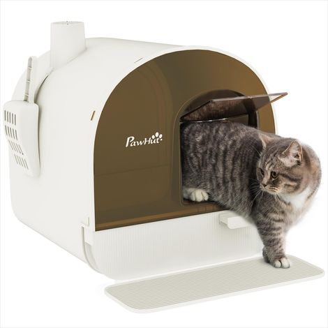 Bac à litière pour chat avec porte battante pelle et filtre 43 x (1/5)