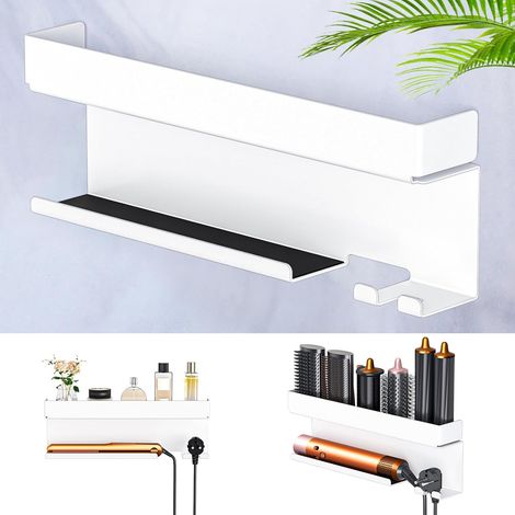 1 Support Sèche-cheveux, Métal, Adhésif Sans Perçage, Rangement Outils, Salle De Bain (1/3)