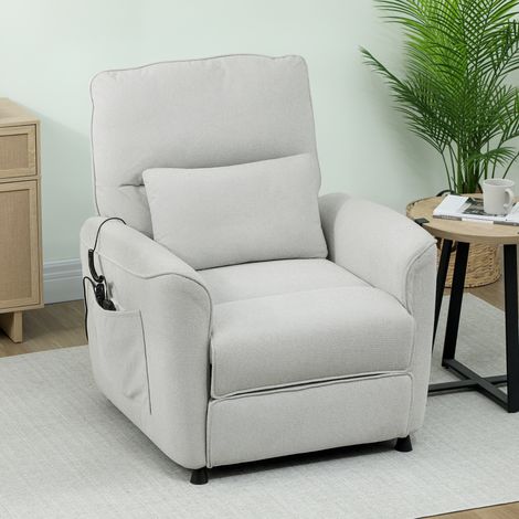 Fauteuil inclinable avec fonction chauffante, 8 points de massage et 5 modes, tissu chenille, gris clair (1/5)