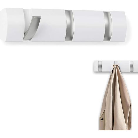 Perchero plegable de pared con 3 ganchos retráctiles, para cocina y baño.